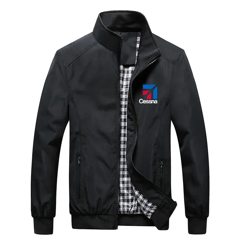 Vonkajšie vojenské jarné jesenné letectvo Cessna Piloti letovi ľahké veterné breakers Plaid Men Jackets Coats