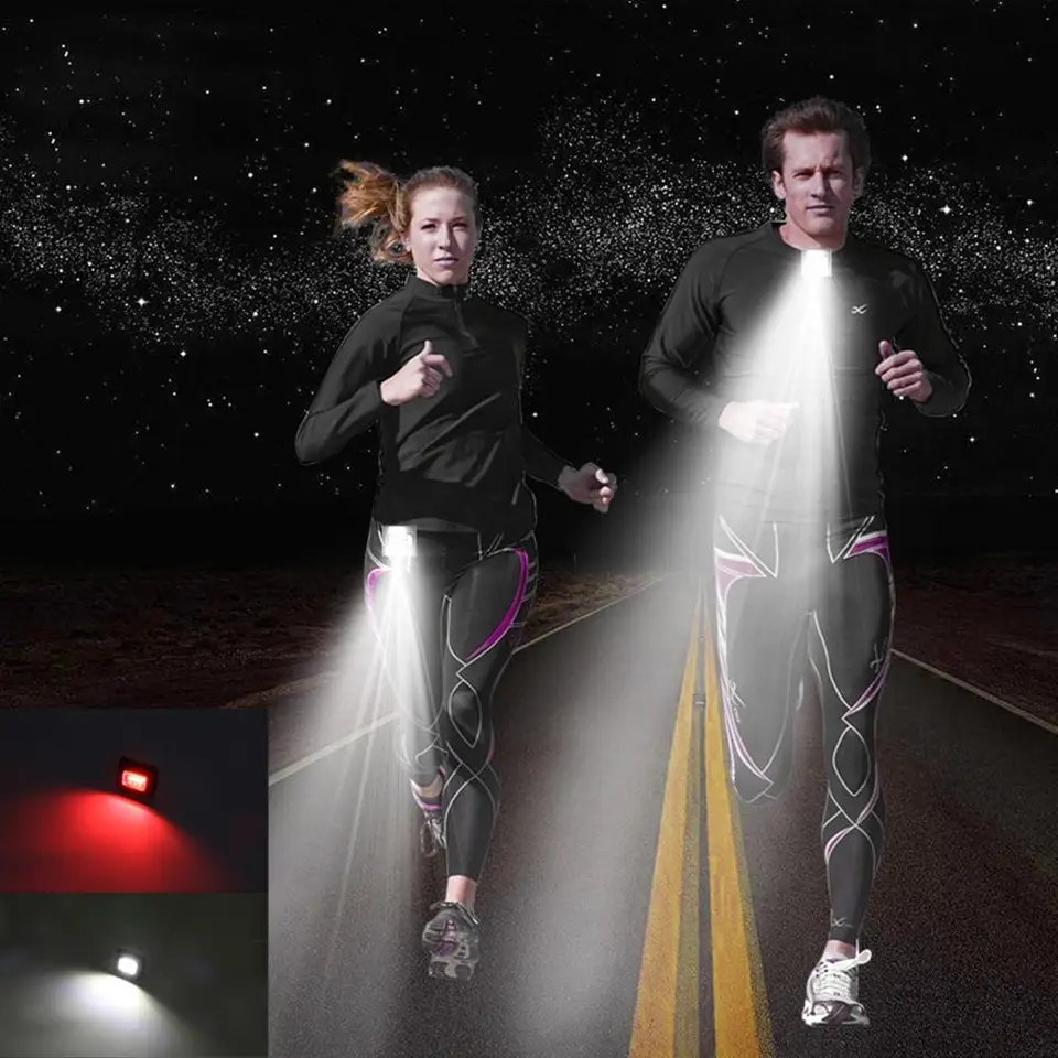 Vonkajšie športové bežecké svetlá Cob LED Night Beh Running Svetlá výstraha USB nabíjanie hrudnej lampa bezpečnostná jogging baterka