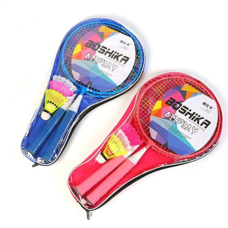 Vonkajšie športy s 3 loptičkami Deti Badminton Rackety Shuttlecock Iron zliatiny Kids badminton set ružové modré detské hračky