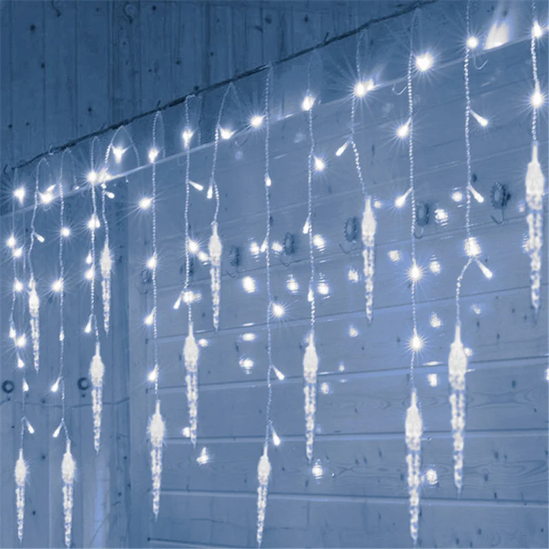 Vonkajší EAVE ICE PITON LED String Vianočné závesné svetlá blikajúce svetlá vodotesné sviatočné sviatočné večierok Prepojiteľné vlny rozprávkové svetlo