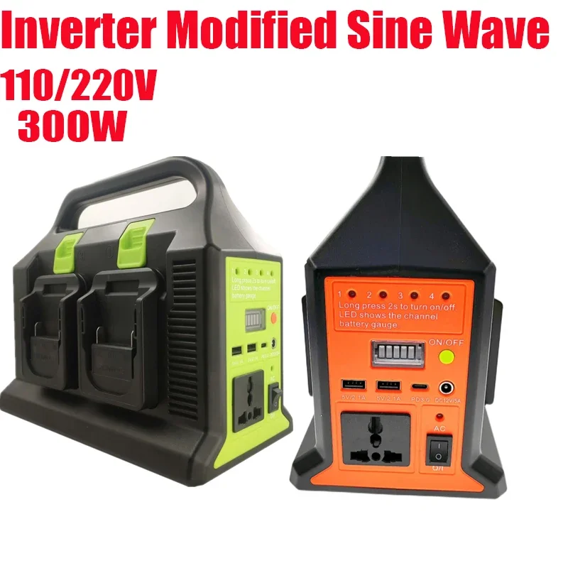 Vonkajší invertor sínusových vĺn pre Makita Milwaukee 18V batéria na AC 110V/220V USB PD3.0 TPYE-C Power Bank Prevodník s LED svetlom