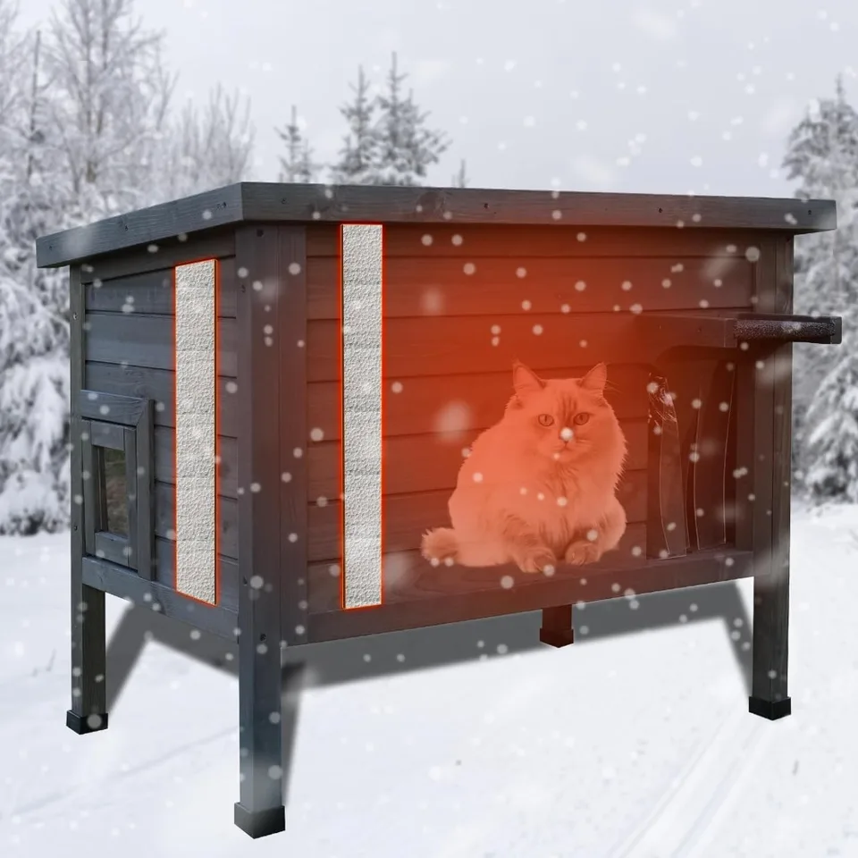 Vonkajší izolovaný mačkový dom divoký mačkový kryt Cat Cat Shelter odolný voči zime s všestrannou penou únikovou lôžkou pre mačky