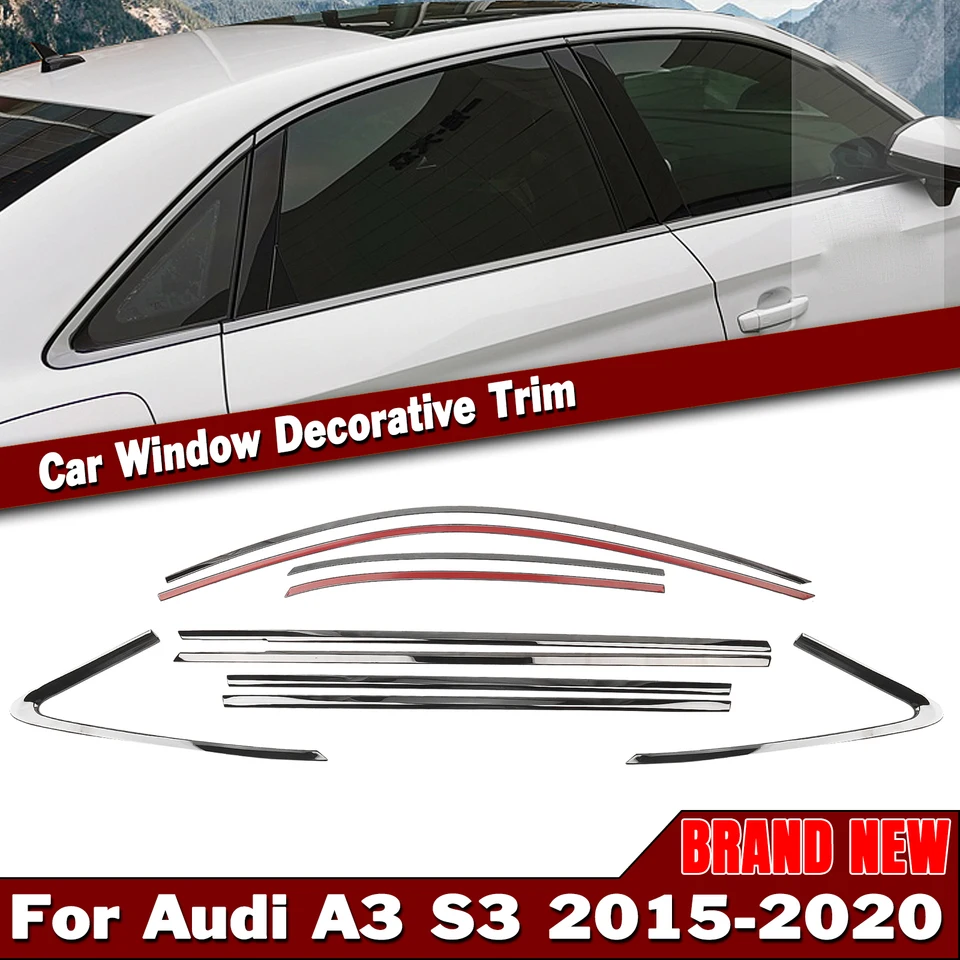 Vonkajší okenný pásik okien pre Audi A3 S3 Sedan 2015-2020 Titánový dekoratívny obal