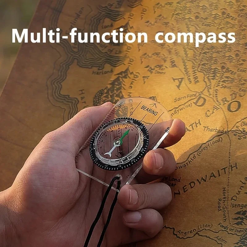 Vonkajší profesionálny mini kompasový mapový stupnica pravítko Multifunkčné vybavenie Outdoor Camping Camping Compass Compass Guide Tool