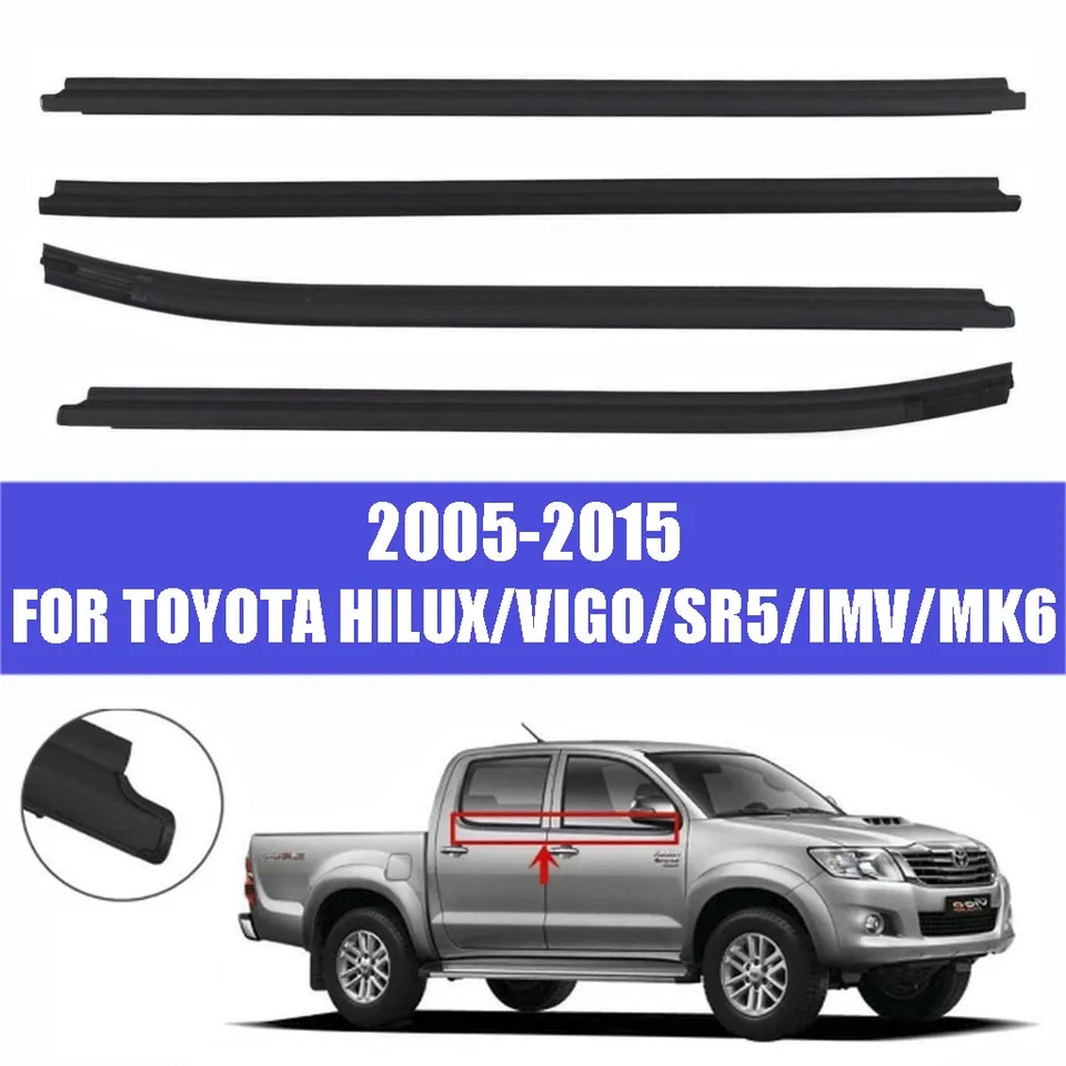 Vonkajší pásový pásový sklenený tesnenie okien Dvere Gumber vonkajší prúžok poveternostných pásov pre Toyota Hilux Vigo Mk6 KUN25 LOLDING