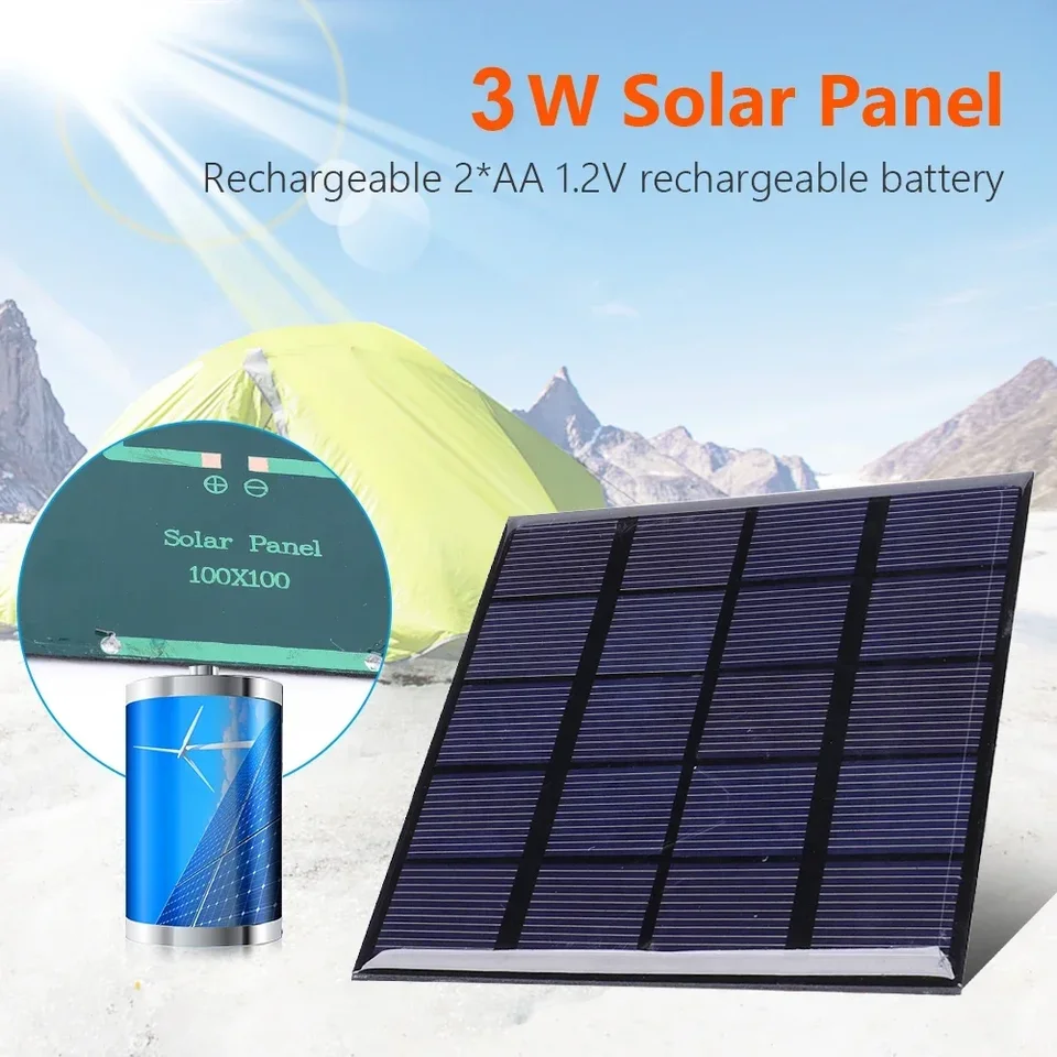 Vonkajší solárny panel 3W 5V Prenosný rýchly nabíjací polykryštalický solárny panel pre rôzne elektrické spotrebiče s nízkym výkonom