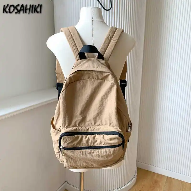 Vonku neformálne vysokokapacitné vintage batoh Kórejské všetky zápasy Grunge Preppy Schoolbag Trendy Trendy Simple Streetwear Batohy Ženy