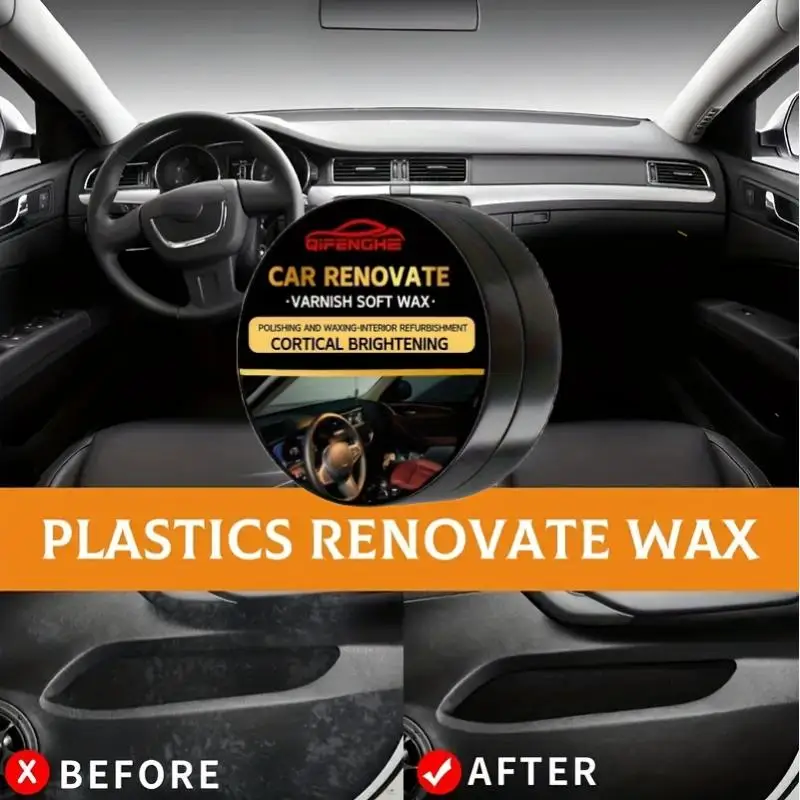 Vosk na starostlivosť o auto s špongiou, lesk na starostlivosť o sedadlá Soft Mäkký vosk pre PU Leather and Tire Shine, 50G