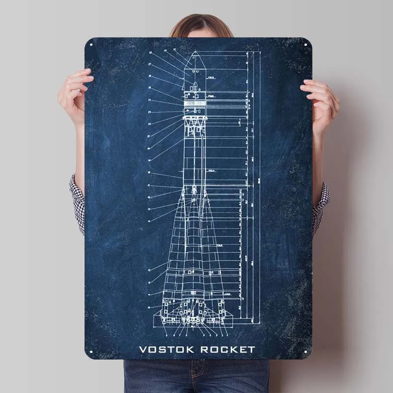 Vostok raketové kovové znaky vesmírne plagáty dekorácie výzdoba výzdoby