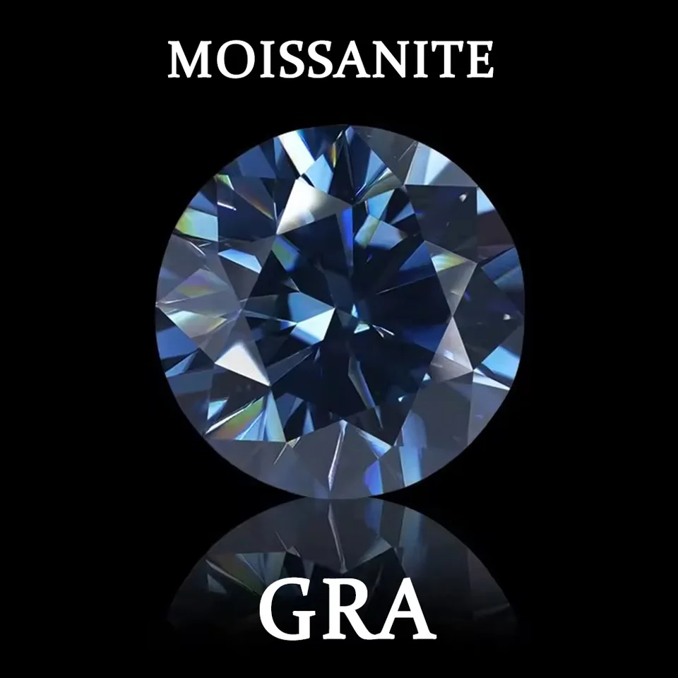 Voľná ​​tmavo modrá Moissanit Round 1 Carat 2 Carat Primárna farba neosbojenia Moissanite Vkladané šperky DIY