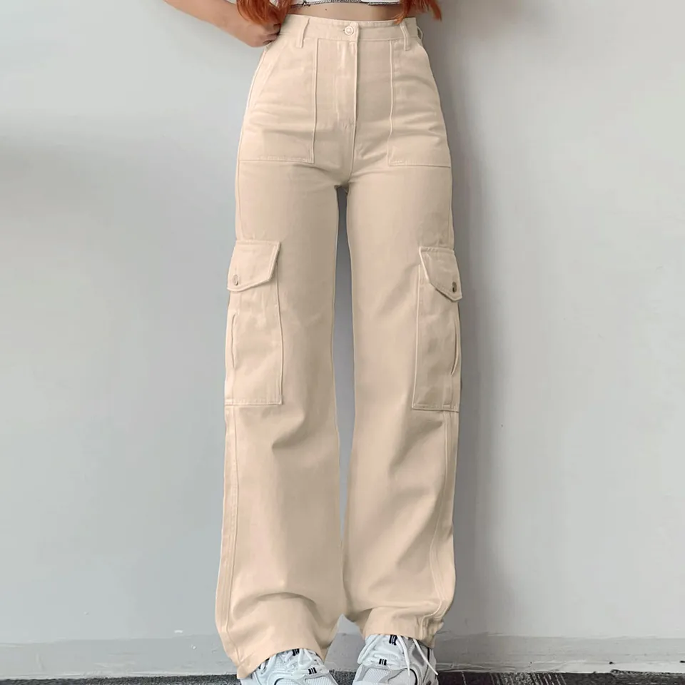Voľné nohavice so širokými nohami Ženy Letný viac pása Tri vreckové nohavice pás Pargo nohavice široké nohavičky Streetwear Pantalones