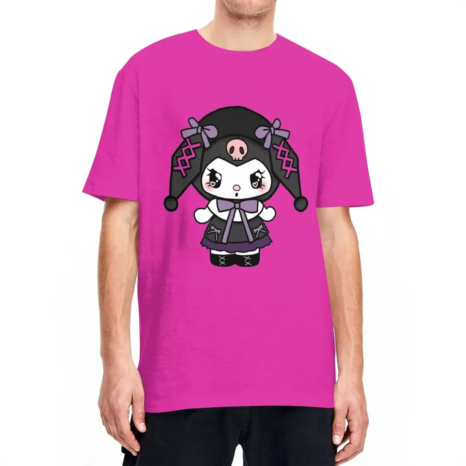 Voľný čas Kuromi Lolita Tričko Men Men Ženy posádka krk Čisté bavlnené tričká s krátkym rukávom