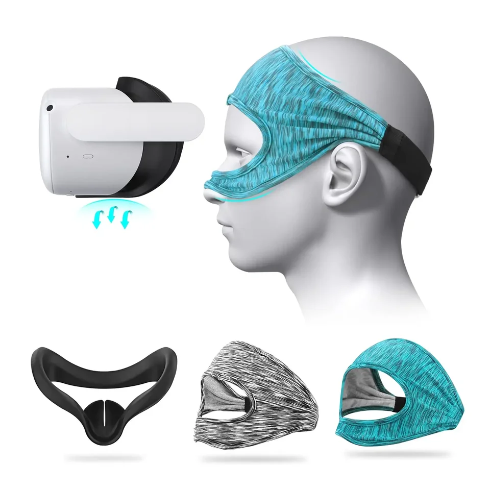 VR očná maska ​​pokrýva priedušná pre Oculus Quest 2 príslušenstvo potné pásmo nastaviteľné veľkosti čalúnenia s náhlavnými súpravami virtuálnej reality