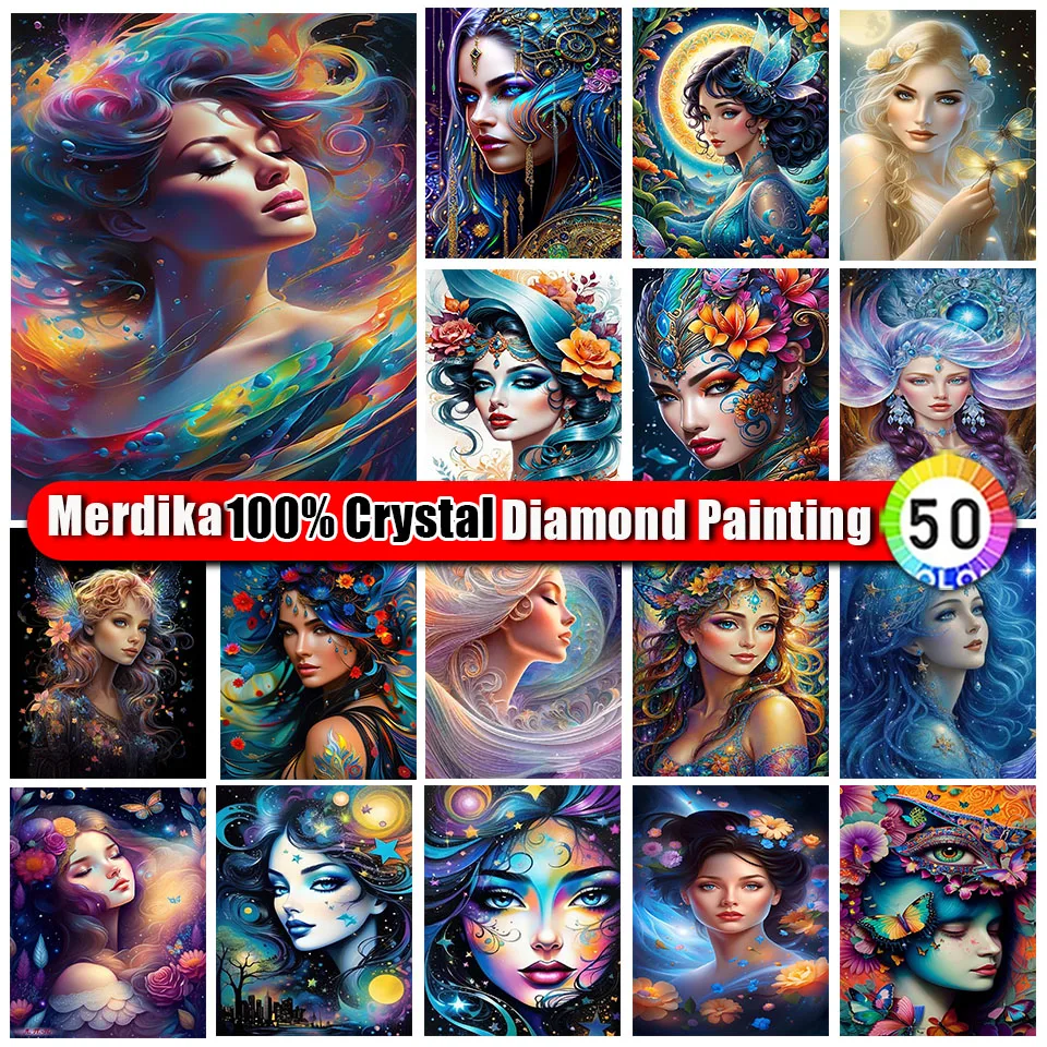 Vrecko na zips 100% krištáľový diamantový maľba Portrét Girls 5D DIY Full Square/Round Diamonds Vyšívacie súpravy Domáce dekorácie Nový 2024