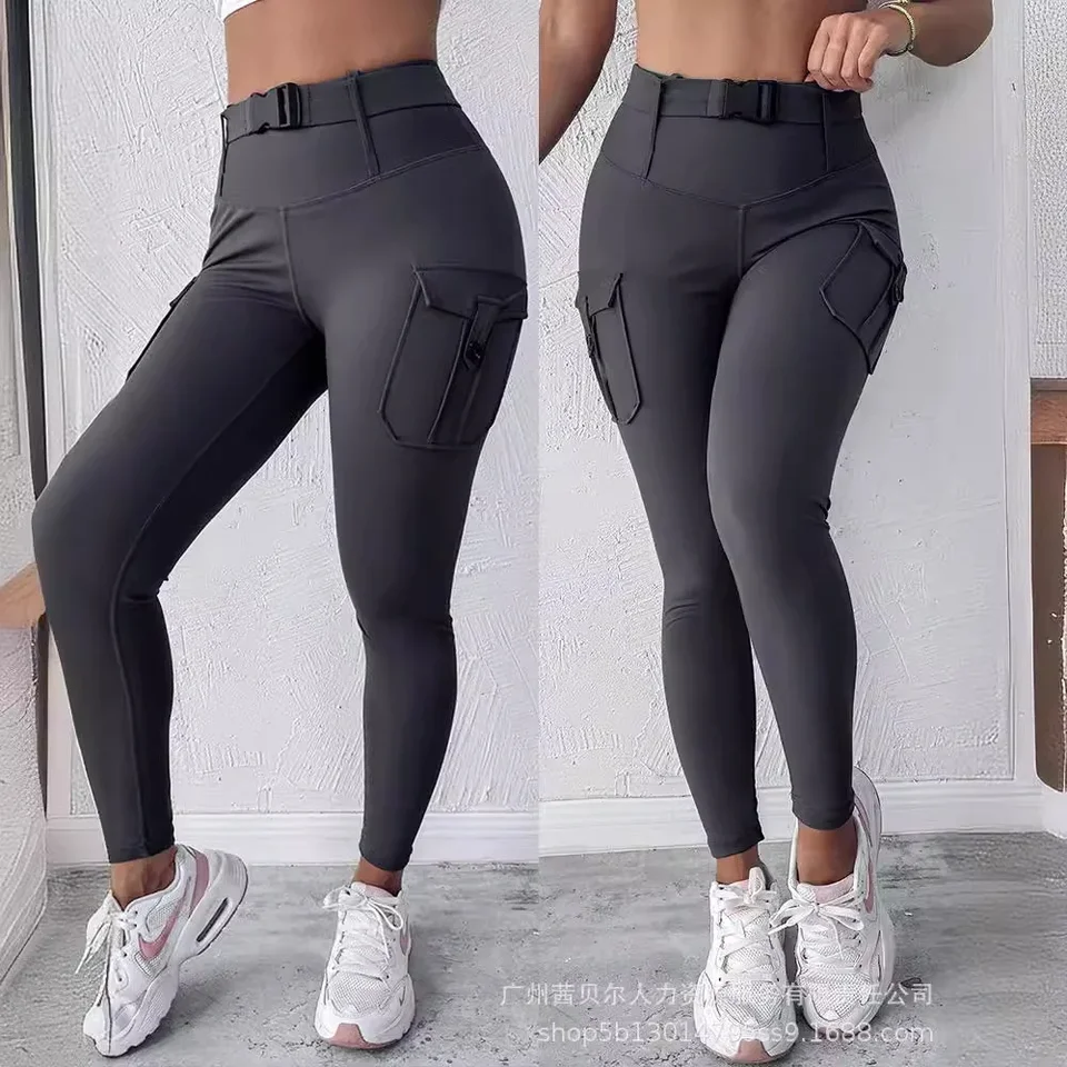 Vreckový dizajn Quick Dry Active Pants Ženy v telocvični Pracovné prebiehajúce nohavice legíny Sexy štíhle leto