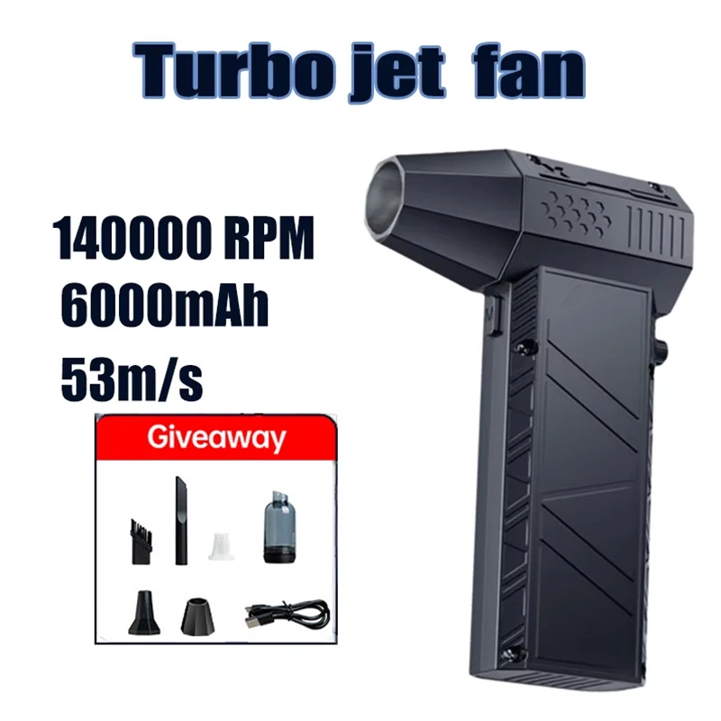 Vreckový vzduchový dúchadlo 140000 orpm Turbo Jet Brushless Motor bez ventilátora 6000 mAh prenosné čistenie automobilov typu C a sušenie x6