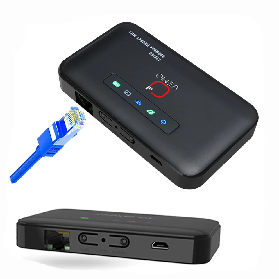 Vreckový WiFi Router 300 Mbps 4G SIM Card Slot RJ45 LAN Port Mini CPE Router E5885 2600MAH batéria 4G WiFi Hotspot Modem Router