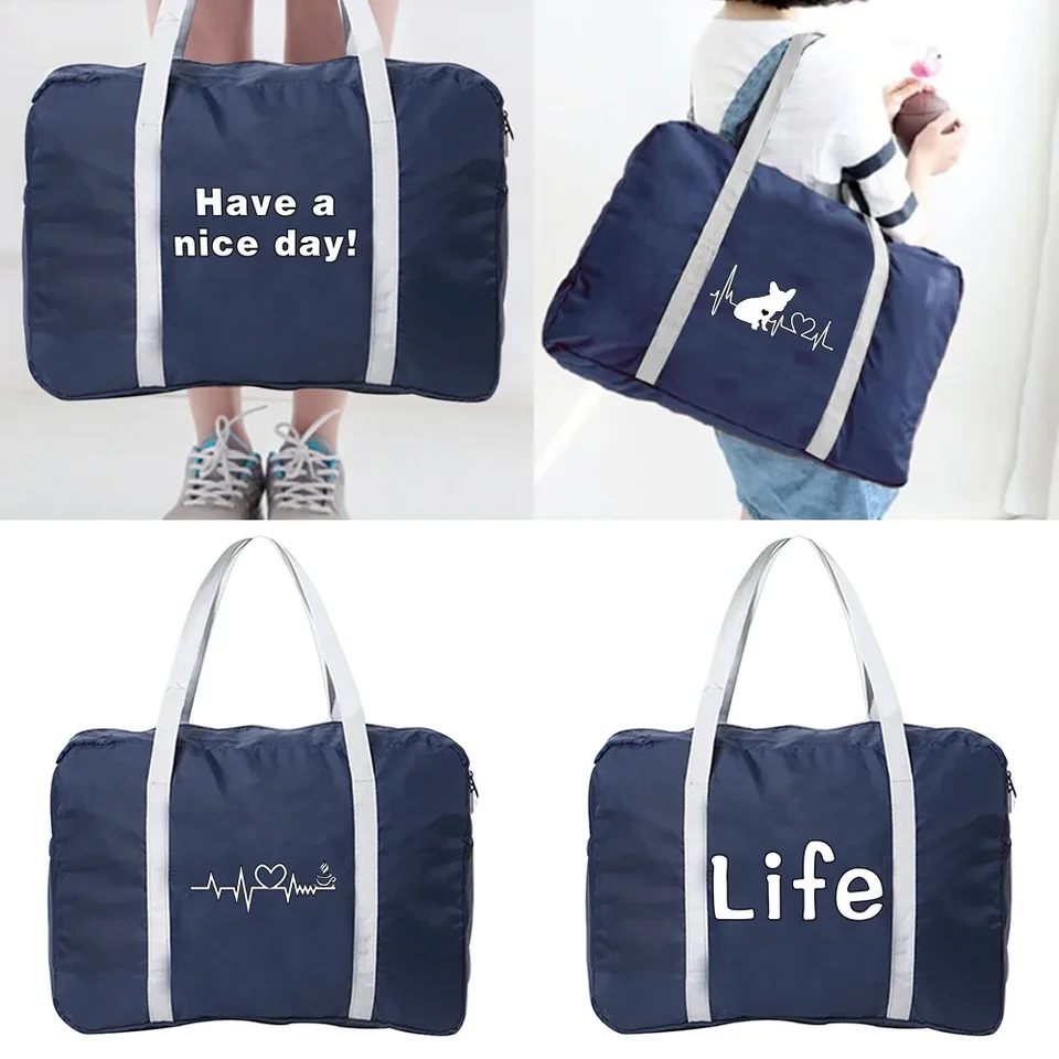 Vrecká na batožinu Cestovné vrecká Nylon Skladateľný veľkú kapacitu vrecko s potravinami Tlač unisex vodné dôkazy kabelky Cestovné balíčky dropshipping