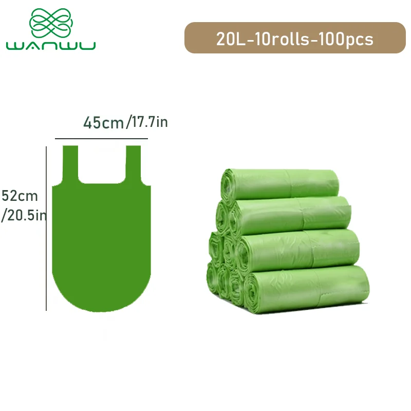 Vrecká na odpadky založené na kukurici - biologicky odbúrateľné, kompostovateľné a ekologické (počet 20L/100) - 10 kotúčov