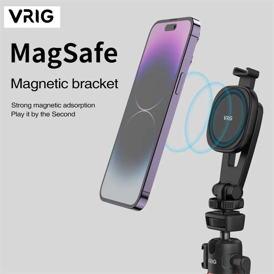 Vrig 360 Magnetický telefón Mounod pre Magsafe W Cold Shoe pre iPhone 15 14 13 12 Magnetický prsteň série pre všetky telefóny a puzdrá