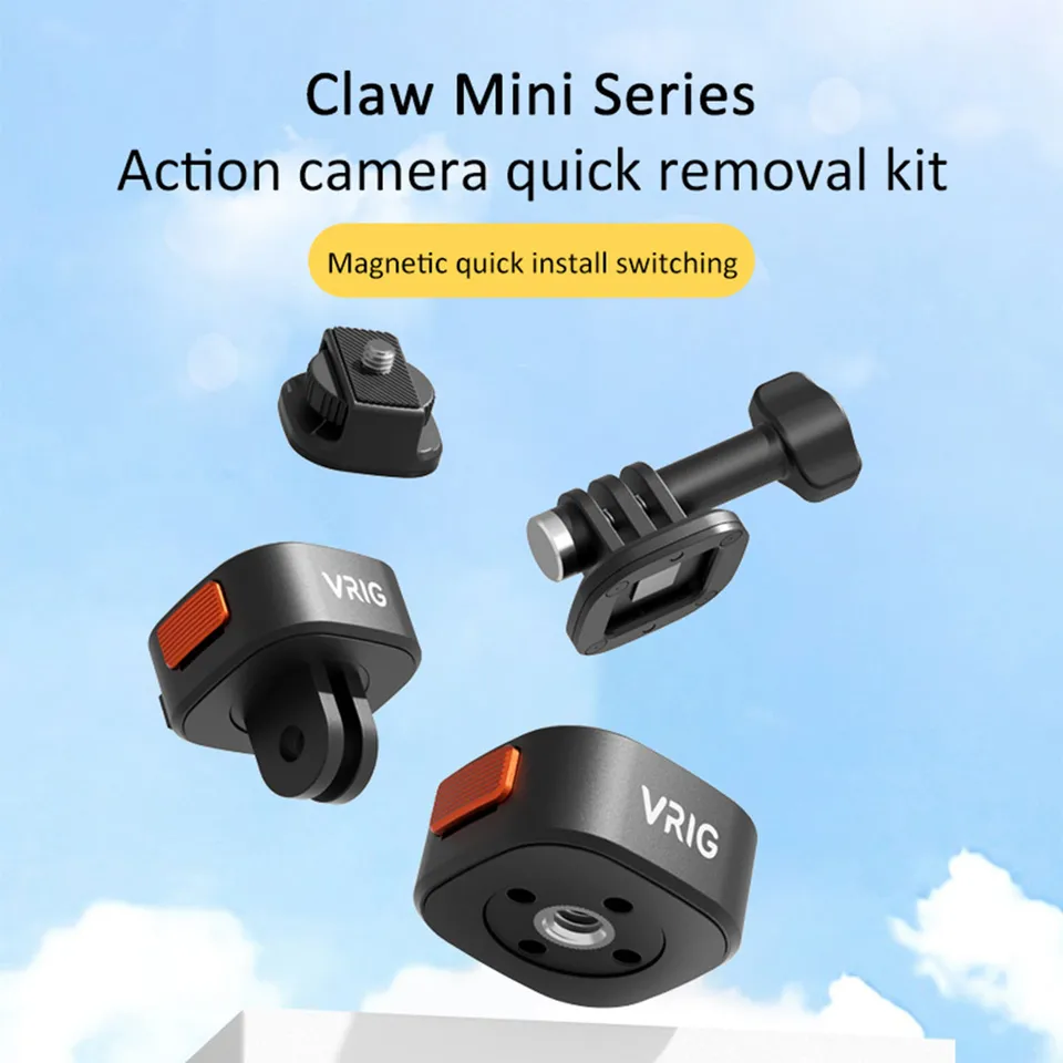 VRIG CLAW MINI MAGNETICKÁ RÝCHLESOVÝ ADAPTÁR GOPRO BASE a 1/4 '' TRICHOD ADAPTER DOPRAVA PRE AKTOR GOPRO OSMO INSTA360