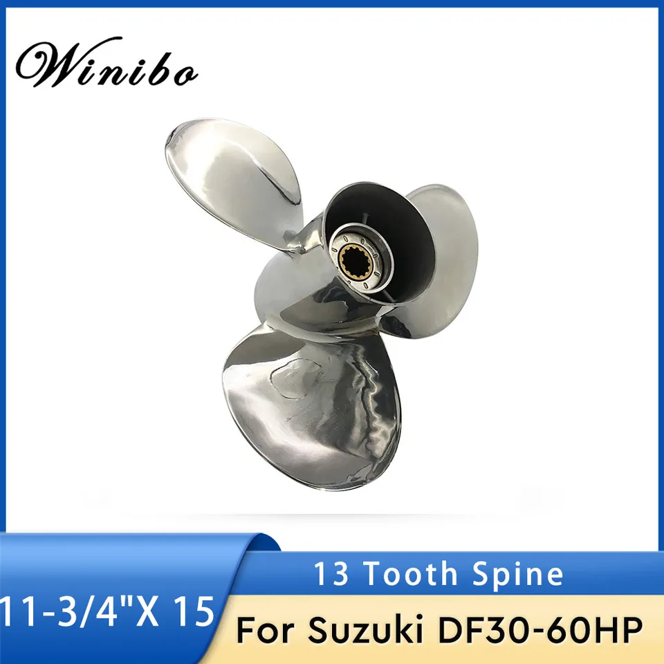 Vrtulá 11 3/4x15 vhodné pre Suzuki Outboard DF35-60HP 3 čepele z nehrdzavejúcej ocele 99105-00500-15P