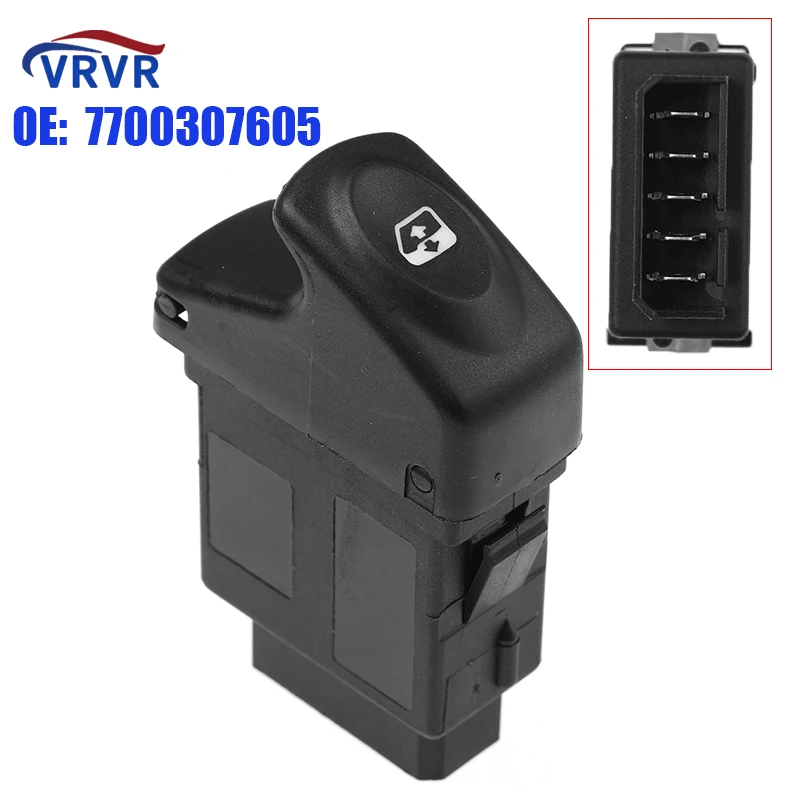 VRVR 7700307605 5 PINS Power Window Single Switch pre Renault Clio I Renault Kangoo Megane Twingo Scenic 1990-2016