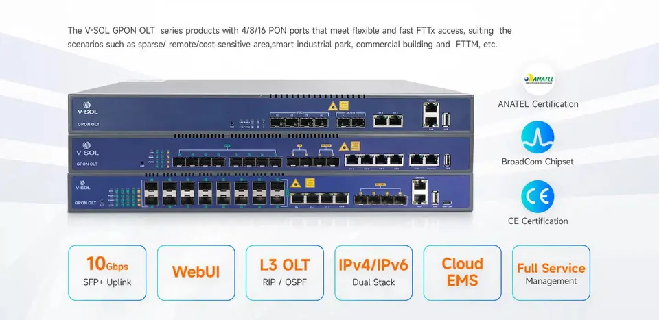 Vsol OLT GPON 8 portov s GPON OLT SFP CLASS C ++