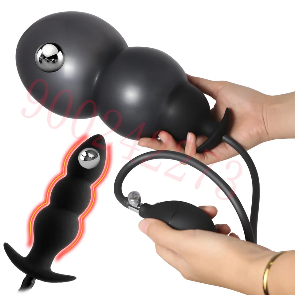 Vstavaná oceľová guľa Obrovské nafúknuté análne zástrčky dildo buttplug prostata masáž vagínu expanzia anus extender SM dospelých pre dospelých análny sex hračky