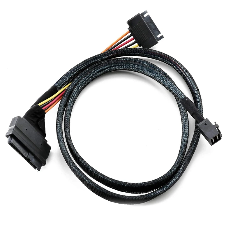 Vstavaný 12G Mini SAS HD až U.2 / SFF-8643 na SFF-8639 kábel 0,5 m s 15-kolíkovým zdrojom SATA, vhodný pre U.2 SSD