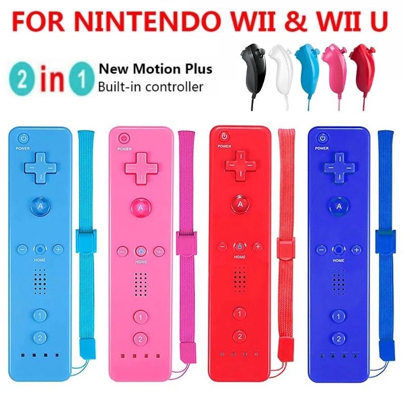 Vstavaný pohyb plus diaľkový diaľkový kompatibilný pre Nintendo Wii/Wii U Controller Console Set Wireless Bluetooth GamePad s mäkkým krytom
