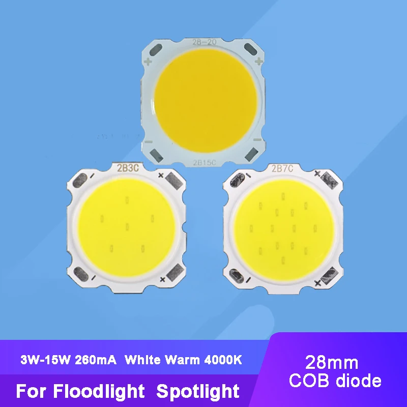 Vstup 260MA 3W - 15W Warm White 4000K LED COB Svetlo + 28 mm hviezdna základňa