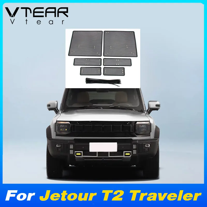 Vtear auto predná mriežka hmyz podliehajú čistej exteriéru Prachový kryt chránič Modifikácie Príslušenstvo pre Jetour T2 Traveler 2023-2024