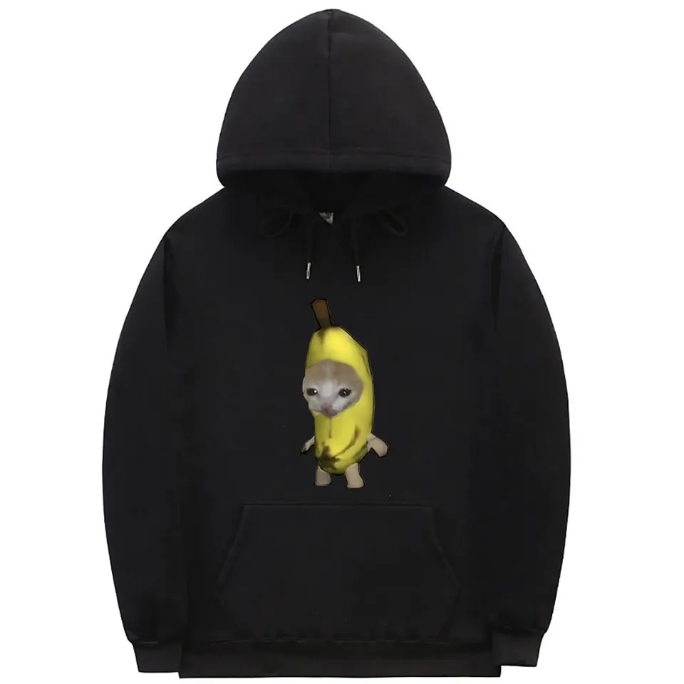 Vtipné banánové mačky meme mikiny Men ženy Vysoko kvalitné fleece bavlnené kapucňu mikina Muži Anime karikatúra Harajuku nadrozmerné mikiny