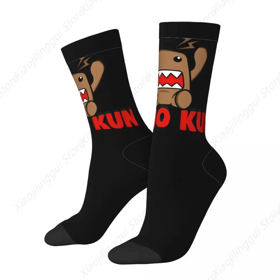 Vtipné Domo Kun Rock Cartoon Basketball Socks Polyester dlhé ponožky pre ženy mužov priedušný