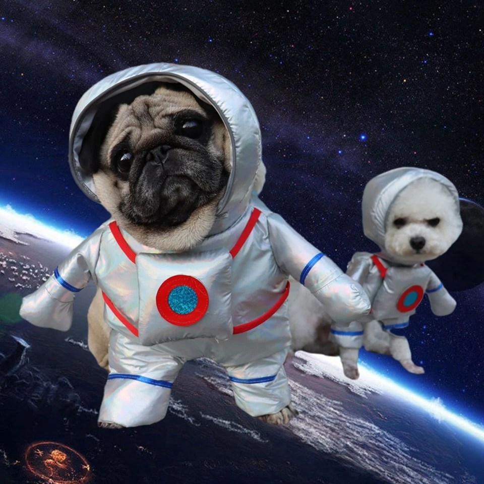 Vtipné domáce zvieratá pre psov vesmírny oblek pre domáce zviera Cosplay oblečenie šteňa mačka mačka astronaut kostýmy Halloween Party Obliekanie mačacích psích odevov