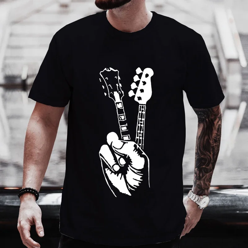 Vtipné elektrické basové gitarové tričká Grafické vrcholy Streetwear s krátkym rukávom hudba hip hop rock rock hudobník gitarista Tričko Men