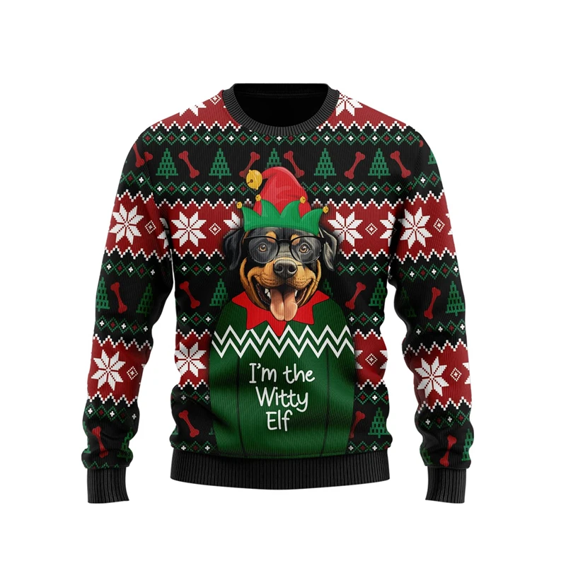 Vtipné grafické mikiny nemecký pastier Doberman Škaredý vianočný sveter pre ženy buldogové svetre s mops pulvovers topy