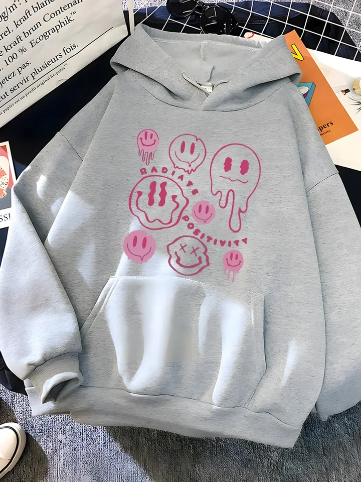 Vtipné grafické tlačové mikiny Ženy mäkké voľné športovéwear ženské mikina oblečenie polyester y2k kapucňy nadmerné pulóver