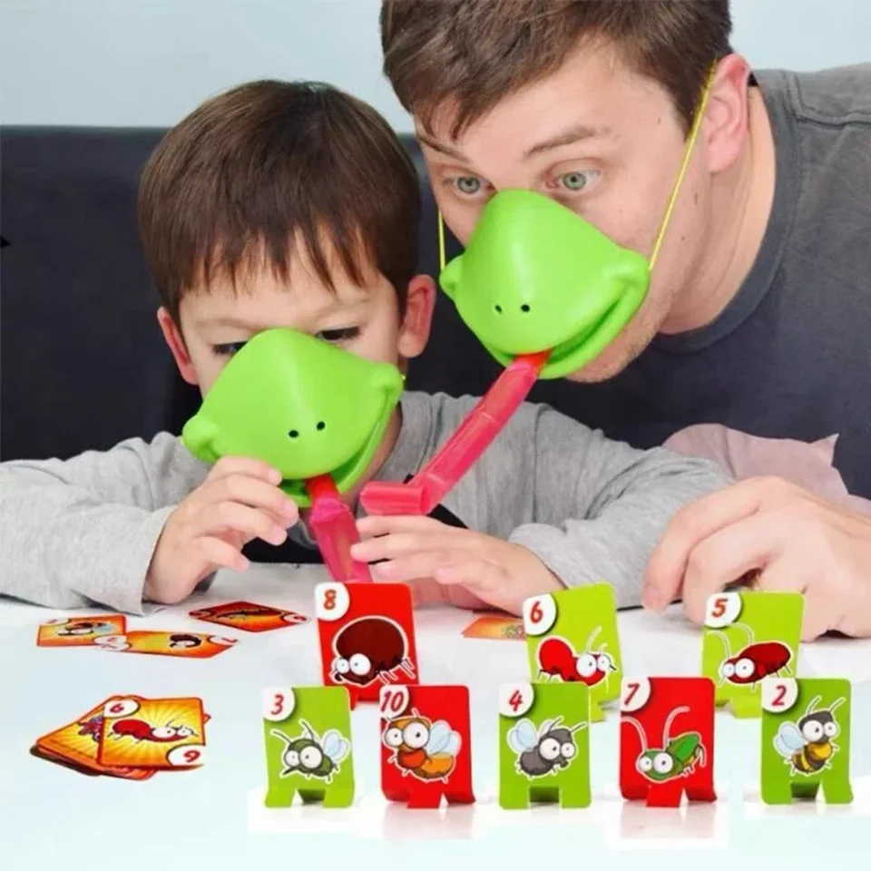 Vtipné jašterice maska ​​hračky na žabu jazyka, ktorý pritiahne Tiktok Tiktok rovnaké dva hráčové kartové hry Desktop Interactive Toys Party Games Party Games