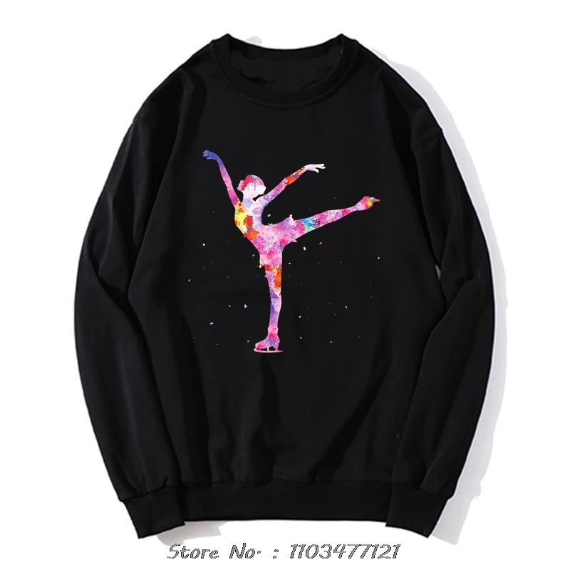 Vtipné krásne ľadové krasokorčuliarka Dievčatá mikina Grafické streetwear Streetwear Strieška narodeninové darčeky Korčuľovanie nadrozmerného oblečenia