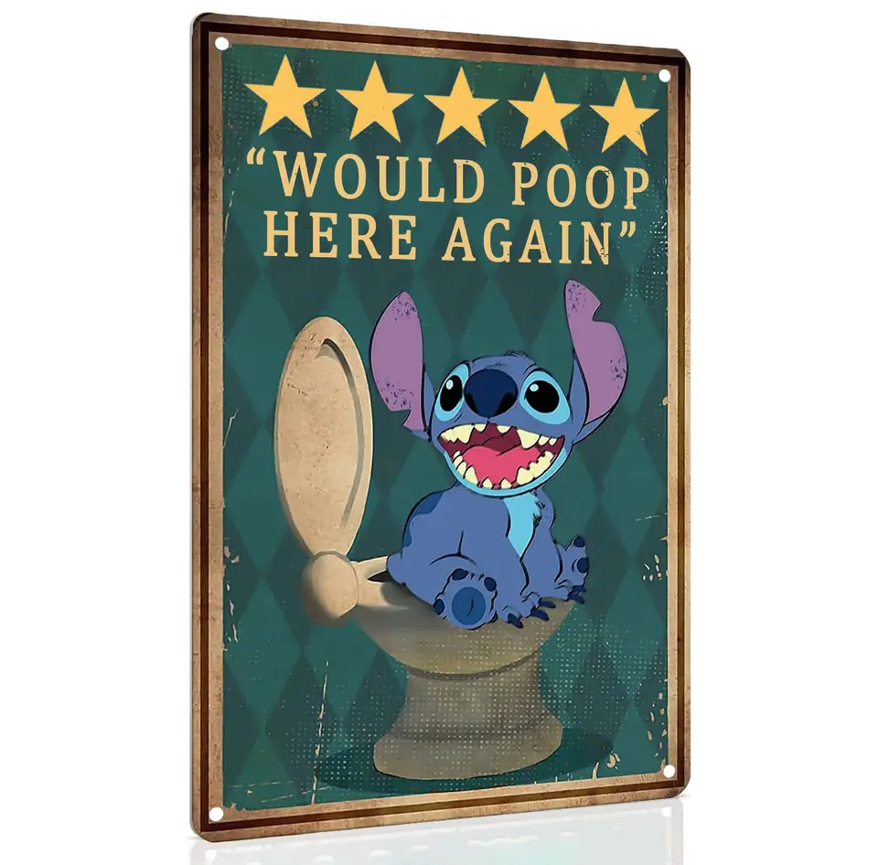 Vtipné kúpeľňové dvere Stitch Stitch Kúpeľňa Znaky dekorácie by tu znova podpísali farmár