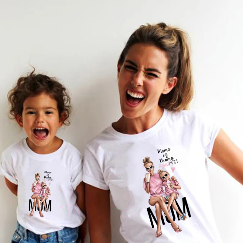 Vtipné letné rodinné oblečenie Kawaii biele tričko zodpovedajúce matke dcéra oblečenie Family Look Look