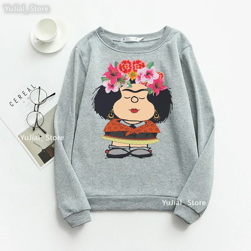 Vtipné mafalda karikatúra mikina dámske oblečenie 2023 harajuku kawaii mikiny dievčatá s dlhými rukávmi zimné trackovacie sady femme