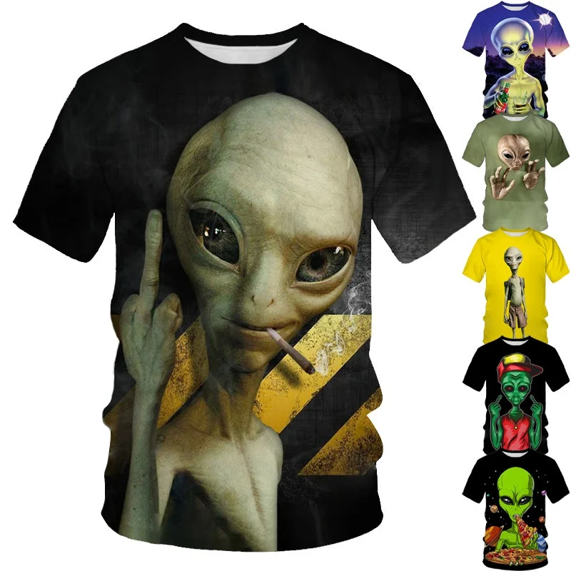 Vtipné mimozemské grafické tričko pre mužov 3D UFO Invader Tlačené tričko Móda dámske oblečenie Cool Kids Tete tričká y2k krátke rukávy