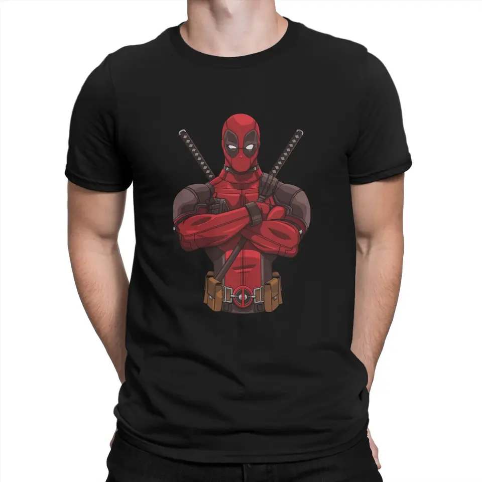 Vtipné tričko hlavnej postavy pre mužov okrúhly golier 100% bavlnené tričká Disney Deadpool Film s krátkym rukávom Grafické vytlačené