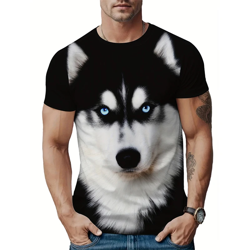 Vtipné tričká Husky Dog Tričká zvierat 3D tlač Men Men Ženy O-krk na krátky rukáv tričko s nadmerne nadmerne harajuku y2k tops odpaliská detské oblečenie