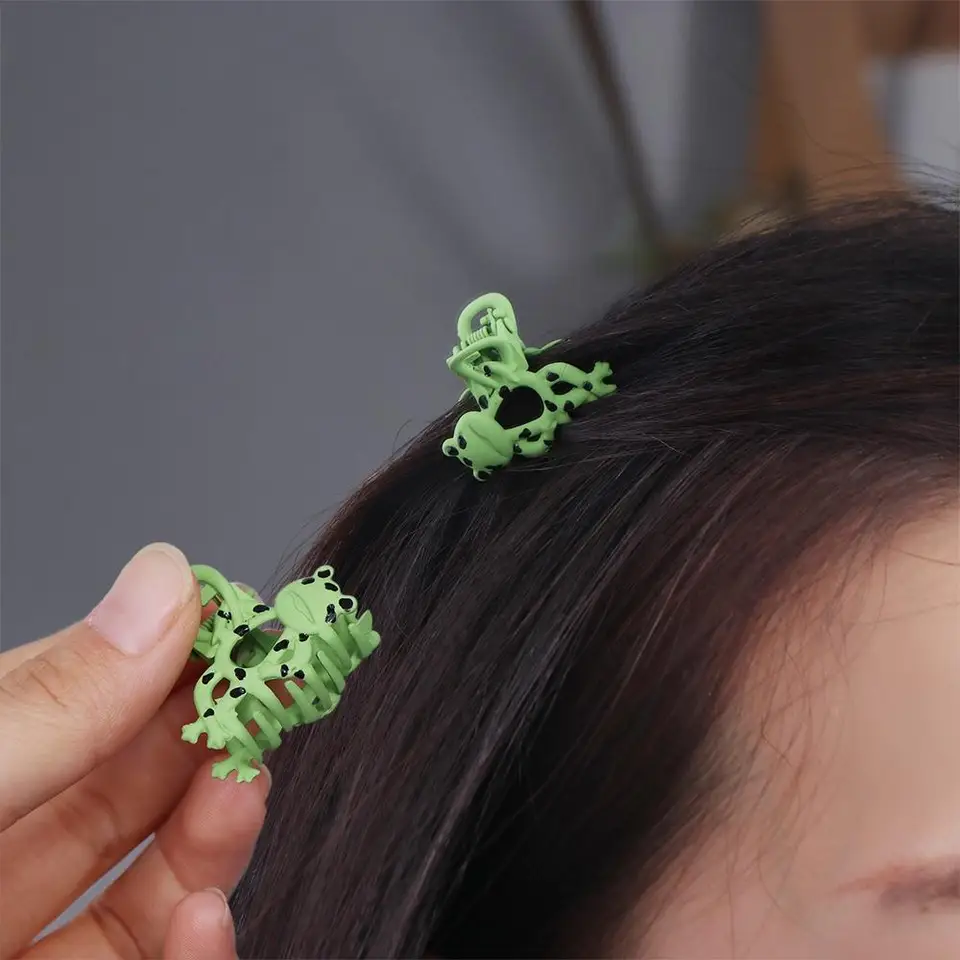 Vtipné zvierací žaba pazúry Clips zliatiny Duté zelené žaby vlasy pazúry kovové vlasy pazúry korean štýl kovová klipová klipka lady