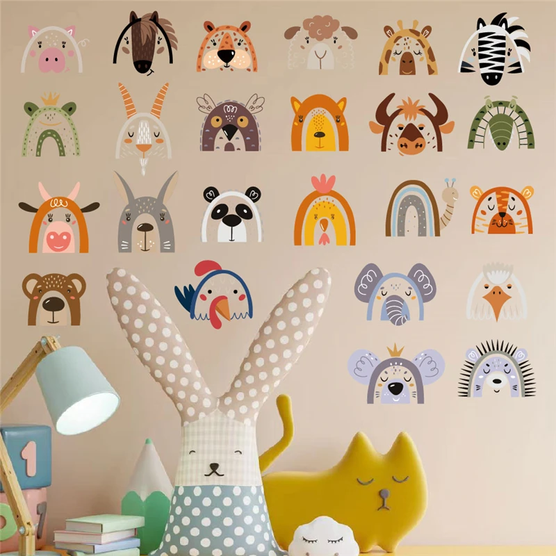 Vtipné zvieratá portrét nástenné nálepka pre detskú izbu domáca dekorácia Tiger panda bull koň nálepky pre domácich majstrov Safari nástenná maľba Art PVC plagát