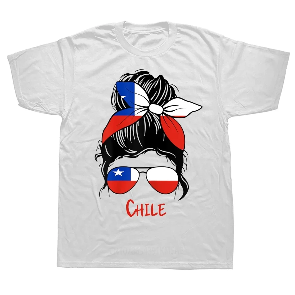 Vtipné čílske chile dievčenské vlajky tričká letný štýl Grafické bavlnené streetwear s krátkym rukávom narodeniny darčeky Tričko Pánske oblečenie